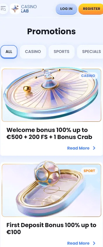 Casino Lab mobile promotions area